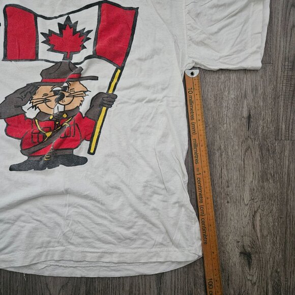 Vintage Allegro Canada Mountie Beaver Graphic T-Shirt White Cotton – Men’s L - Picture 3 of 8